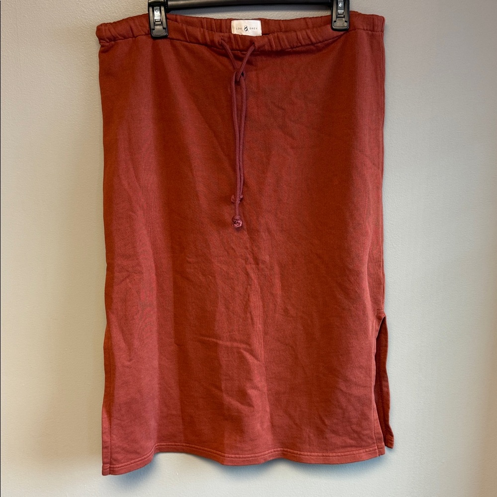 Lou & Grey Medium Rust Cotton Drawstring Midi Skirt - Picture 2 of 4